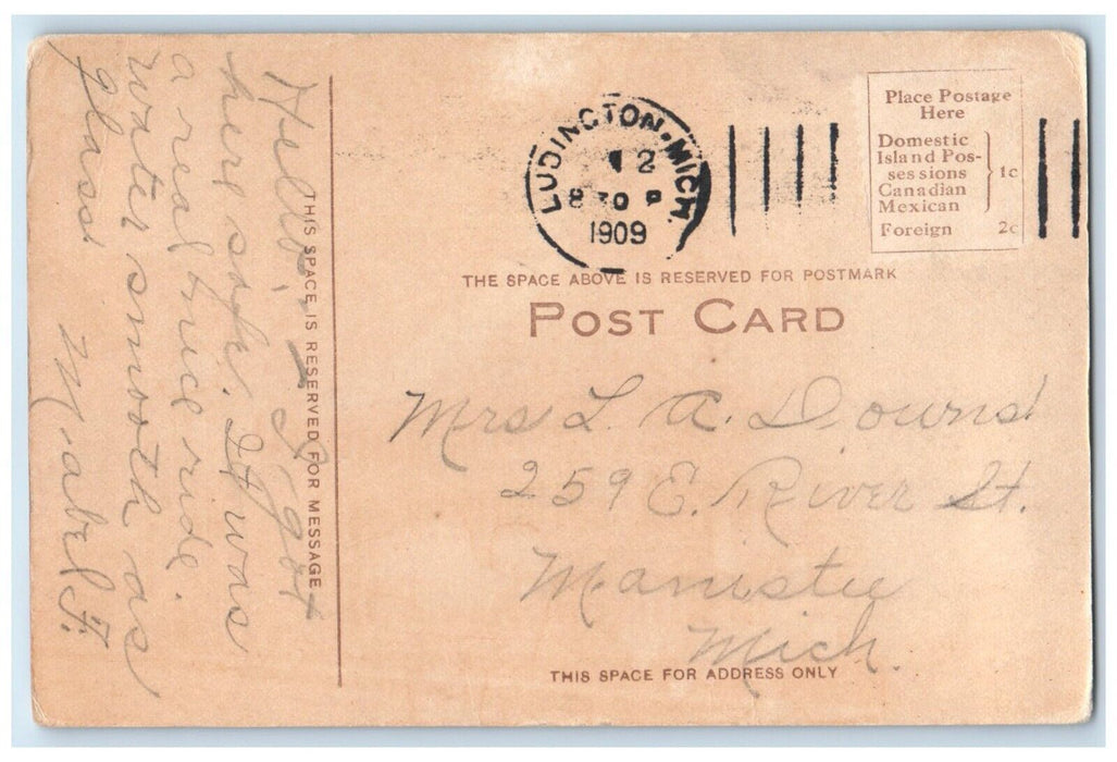 1909 Rear View Star Watch Case Factory Building Ludington Michigan MI Postcard