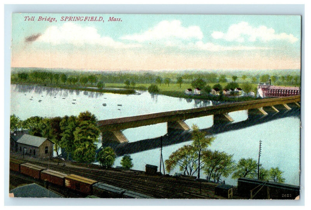 c1910 View Of Toll Bridge Springfield Massachusetts MA Antique Postcard