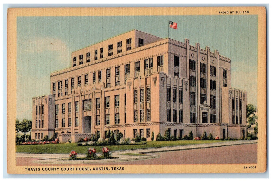 c1940's Travis County Court House, Austin Texas TX Vintage Postcard