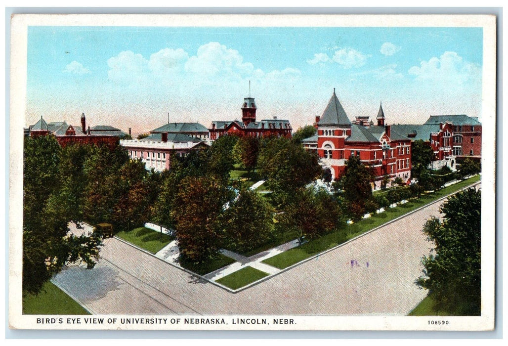 c1920s Bird's Eye View University Of Nebraska Lincoln Nebraska NE Tree Postcard