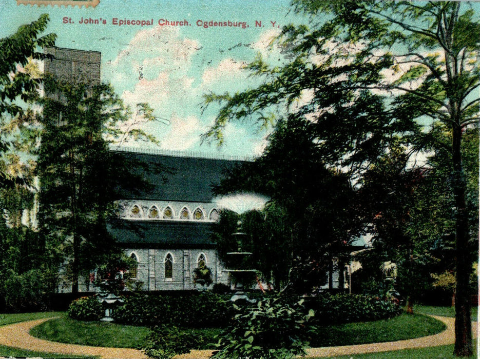 1907 St John's Episcopal Church, Ogdensburg, New York NY Antique Posted Postcard