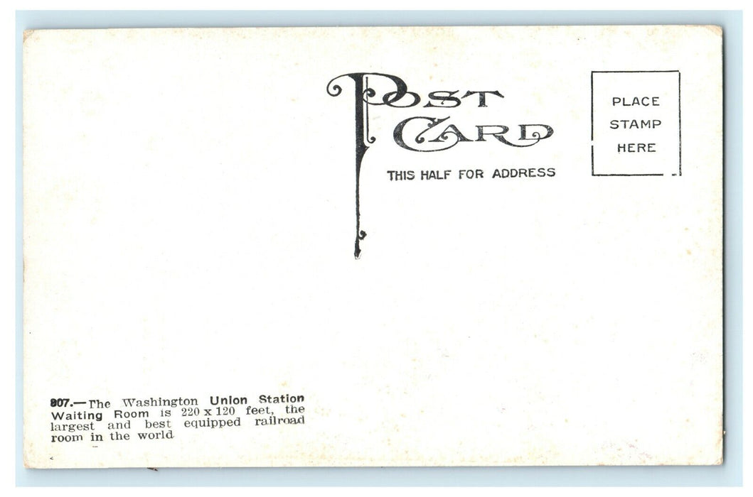 1909 Union Station Waiting Room Washington DC Antique Unposted Postcard