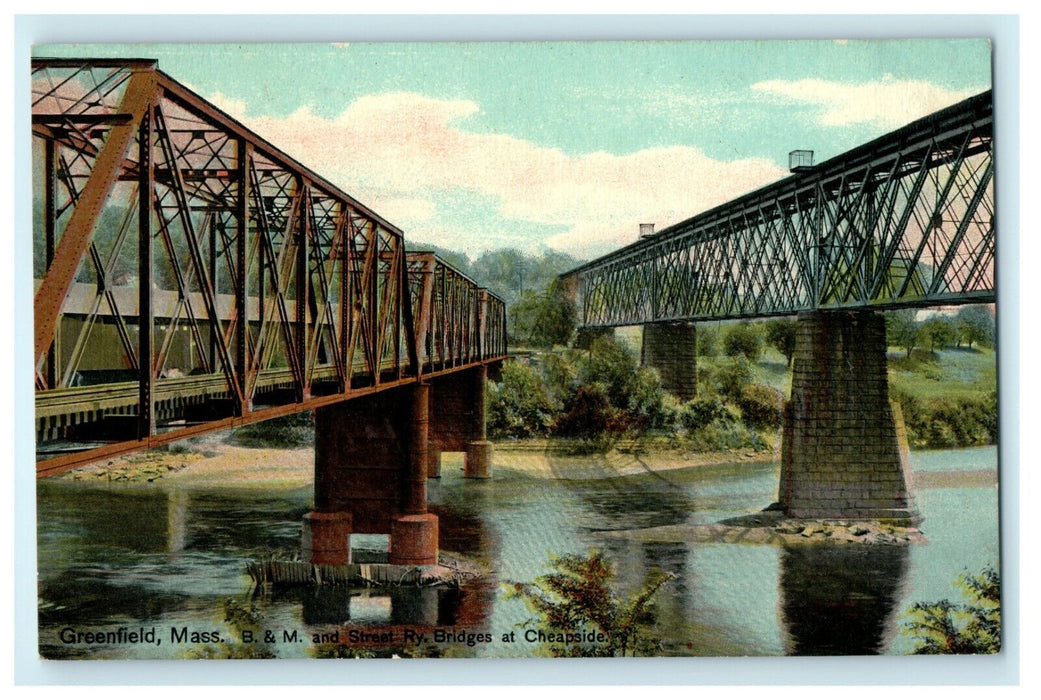 1912 Bridges at Cheapside, Greenfield, Massachusetts MA Unposted Postcard
