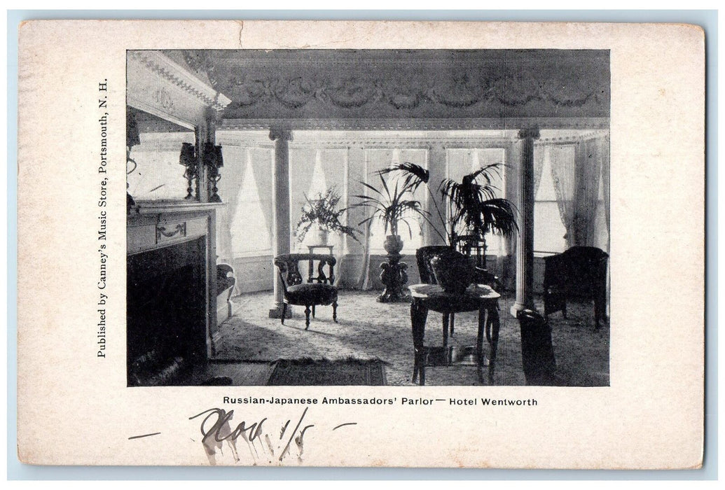 1905 Russian Japanese Ambassador's Parlor Hotel Wentworth Portsmouth NH Postcard