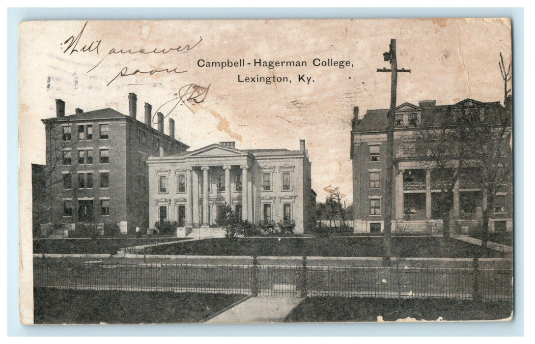 1908 Campbell Hangerman College Lexington Kentucky KY Antique Postcard