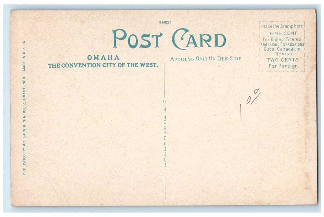 c1910s Farnam Street From 17th Bird's-Eye View Omaha Nebraska NE Shops Postcard