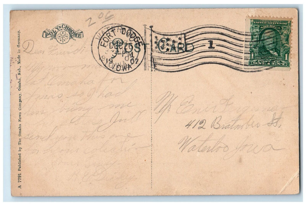 1907 Main Wing Creighton University Exterior Omaha Nebraska NE Posted Postcard