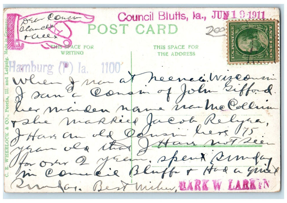 1911 Trinity Cathedral Exterior Roadside Omaha Nebraska NE Posted Trees Postcard