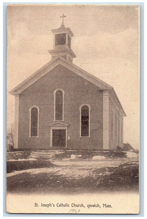 View Of ST. Joseph Catholic Church Ipswich Massachusetts MA Vintage Postcard