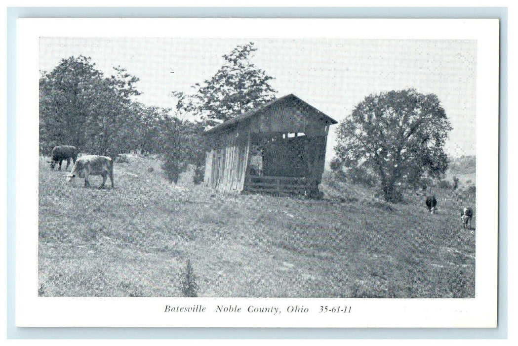 c1930 Batesville Covered Bridge Noble County Ohio OH Unposted Vintage Postcard