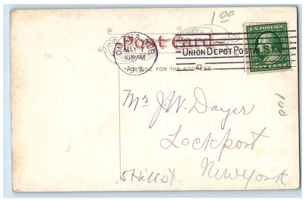 1912 High School Building Exterior Monument Omaha Nebraska NE Posted Postcard