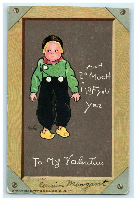 1905 Valentine Dutch Boy Raphael Tucks & Sons Antique Postcard