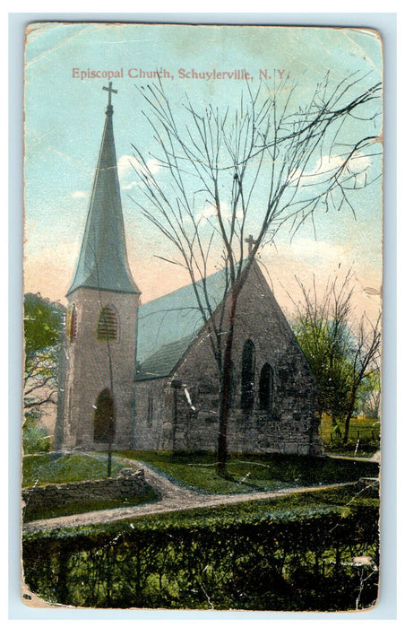 1917 Episcopal Church, Schuylerville, New York NY Antique Posted Postcard