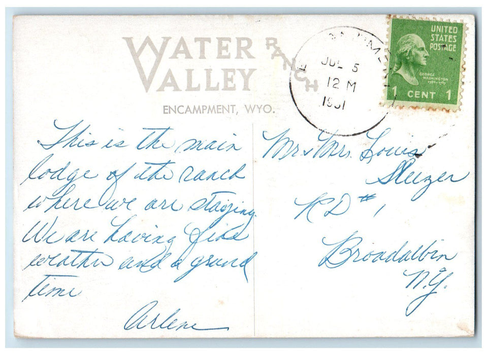 c1920's Water Valley Ranch Interior Fire Place Encampment Wyoming WY Postcard