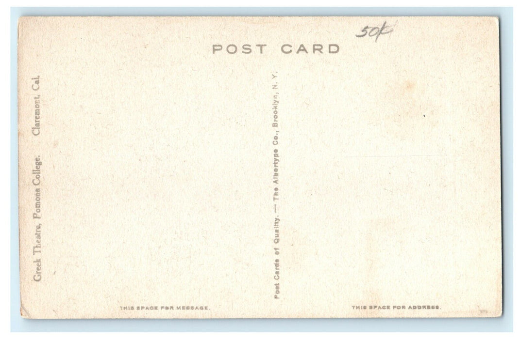 1905 Greek Theater Pomona College, Claremont California CA Antique Postcard