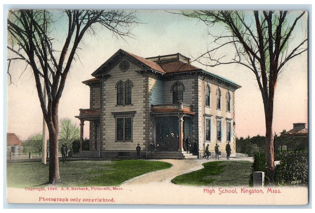 View Of High School Building Kingston Massachusetts MA Vintage Postcard