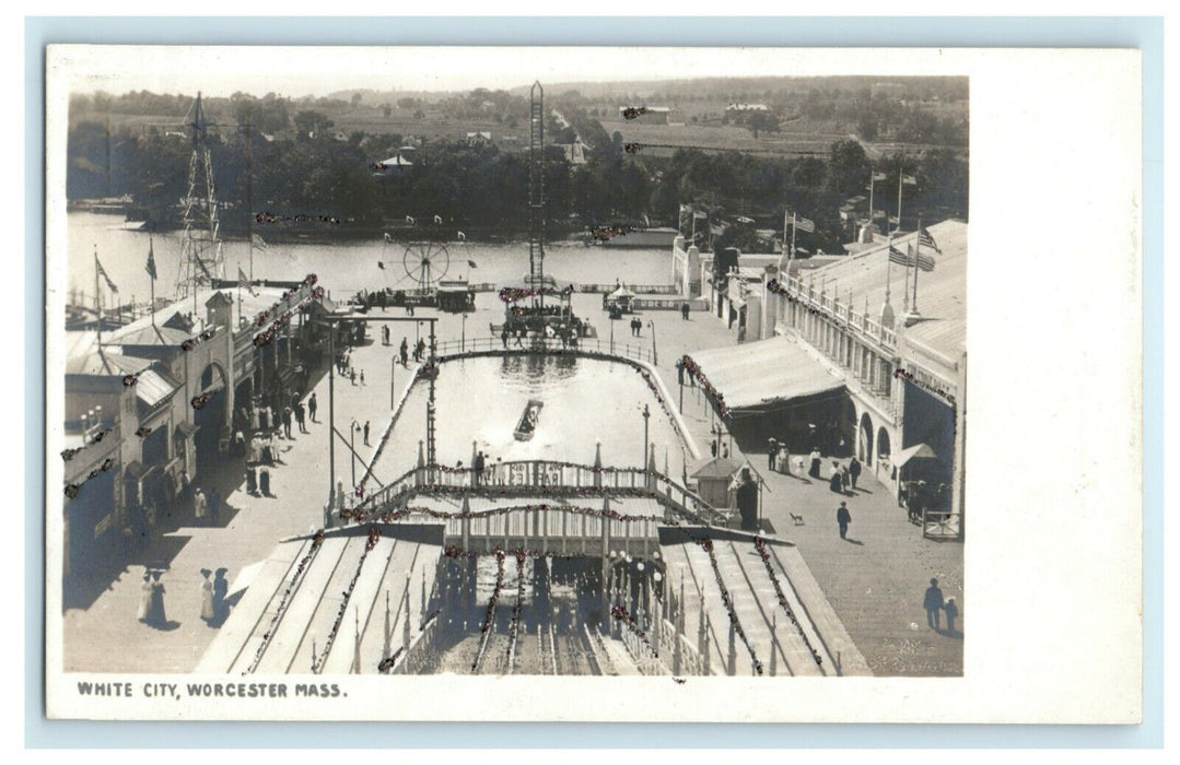 c1905 White City Amusement Park Worcester Massachusetts MA RPPC Photo Postcard