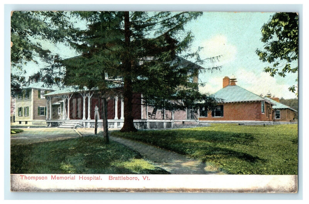 1905 Thompson Memorial Hospital, Brattleboro Vermont VT Antique Postcard