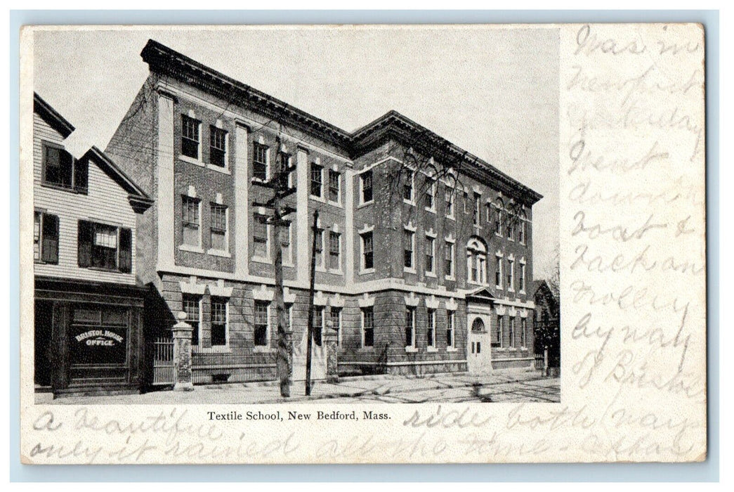 c1905 Textile School Building New Bedford Massachusetts MA Unposted Postcard