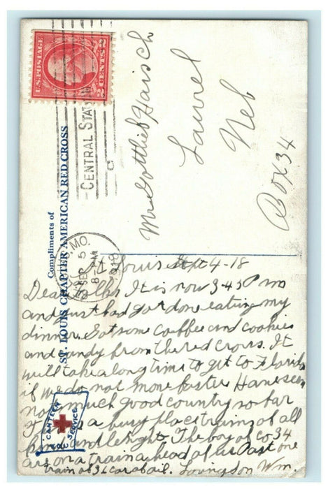 St. Louis Red Cross Missouri 1918 Laurel Nebraska Vintage Antique Postcard