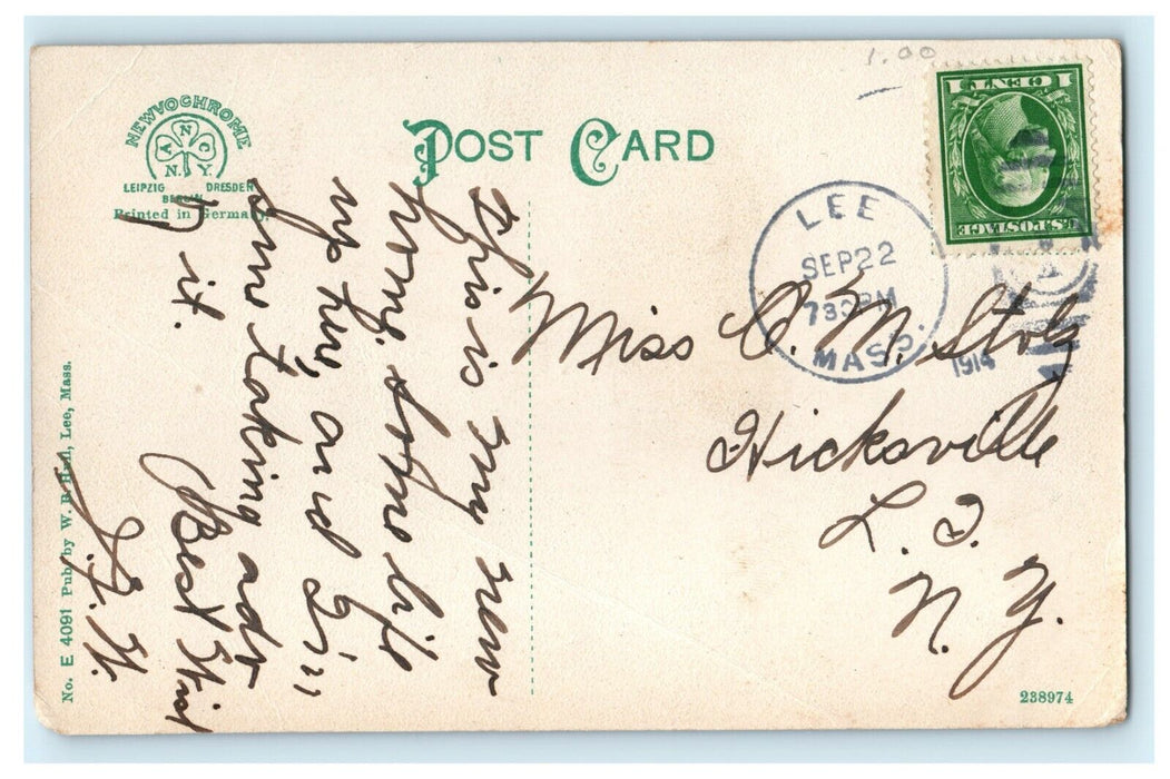 1914 Greenock Inn, Lee, Massachusetts Posted Antique Postcard