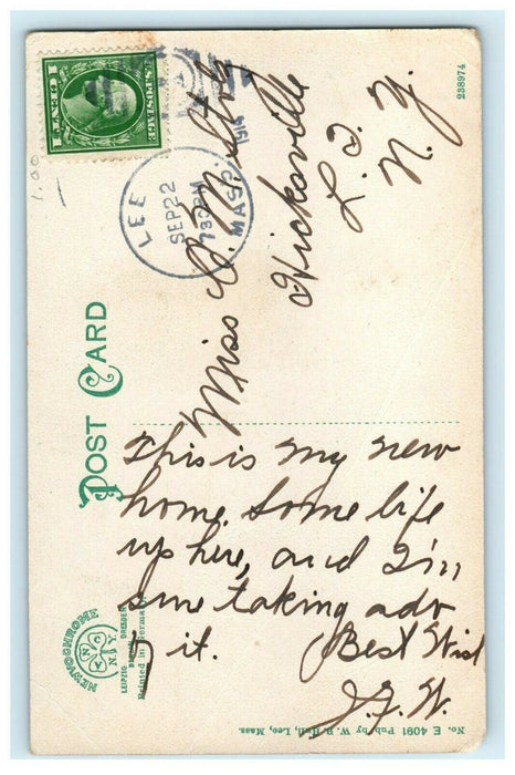 1914 Greenock Inn, Lee, Massachusetts Posted Antique Postcard