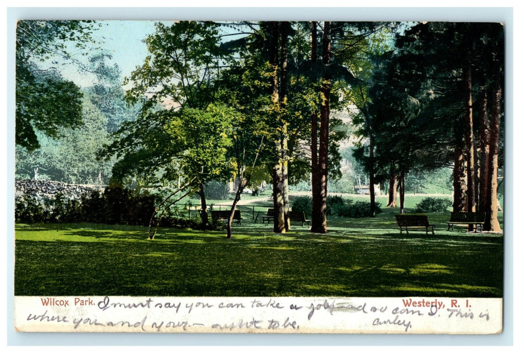 1907 Wilcox Park, Westerly, Rhode Island RI Posted Antique Postcard