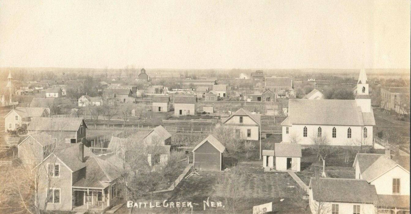 Bird's Eye View Battle Creek Nebraska RPPC Photo Circa 1905 Antique Postcard
