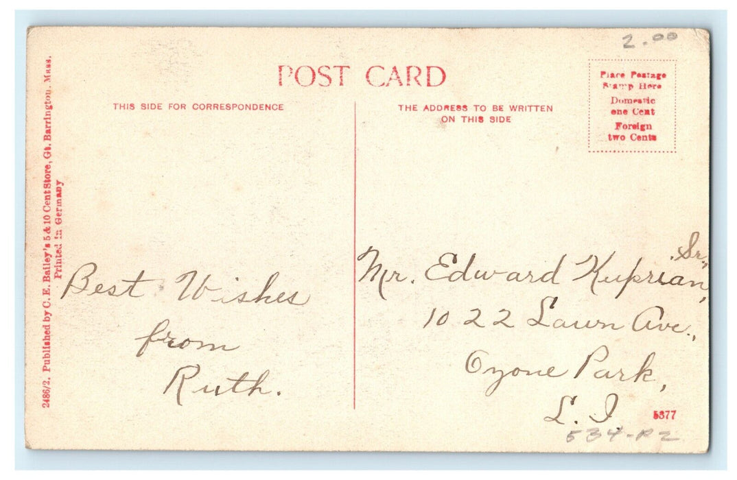 1920 Hotel Miller, Great Barrington Massachusetts MA Posted Postcard
