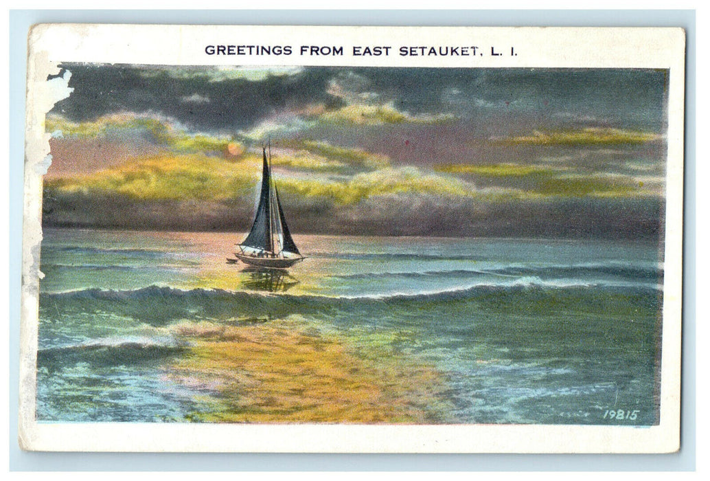 1910 Greetings from East Setauket Long Island New York NY Antique Postcard