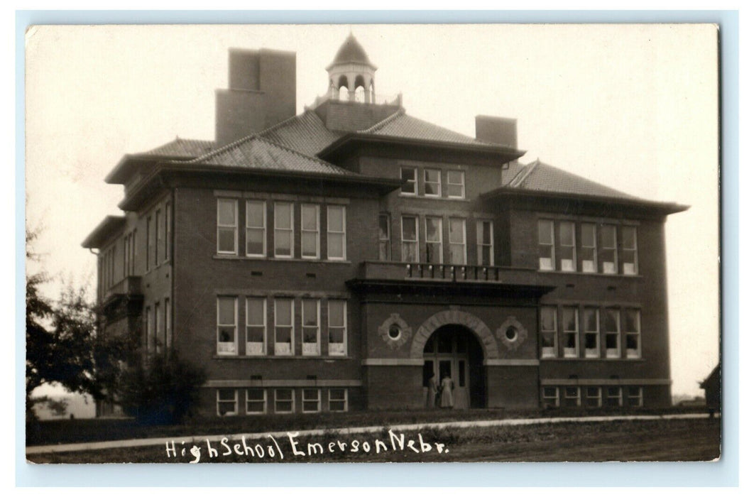 1913 - Emerson Nebraska High School RPPC Photo Madison Antique Postcard