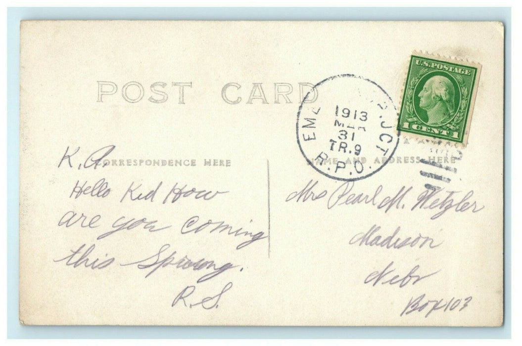1913 - Emerson Nebraska High School RPPC Photo Madison Antique Postcard