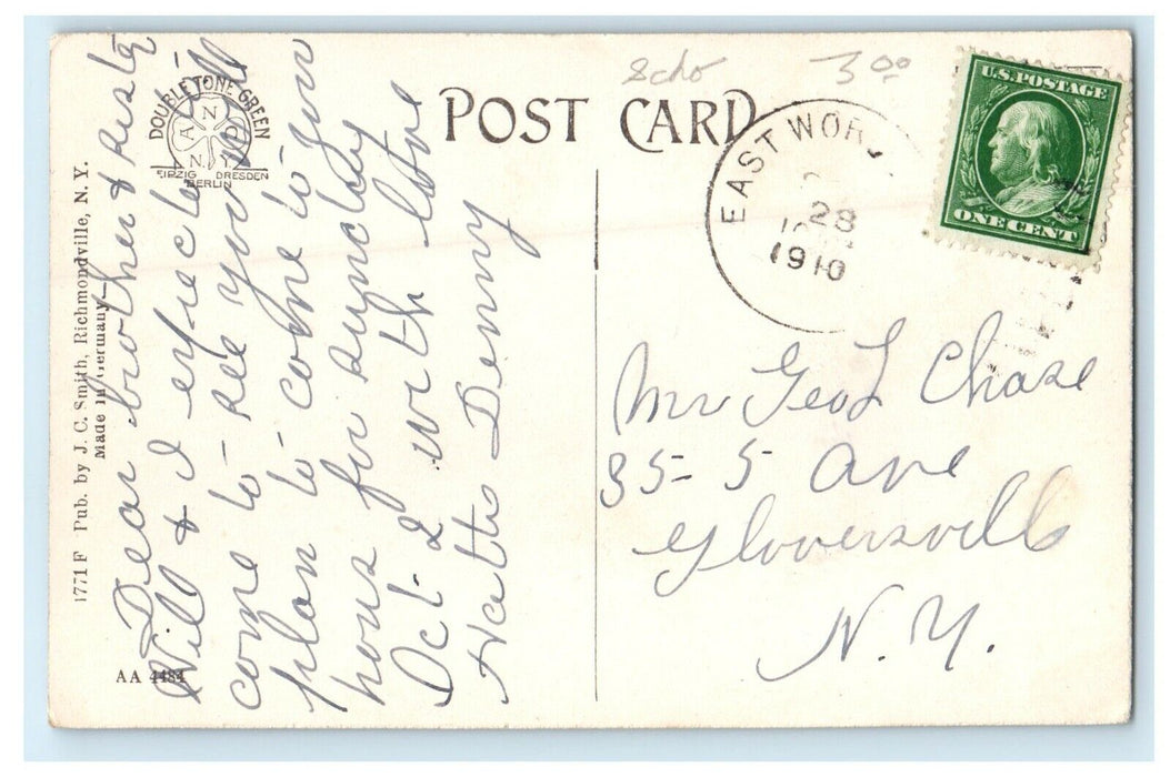 1910 Paper Mill Pond And Frayar's Hill Richmondville New York NY Postcard