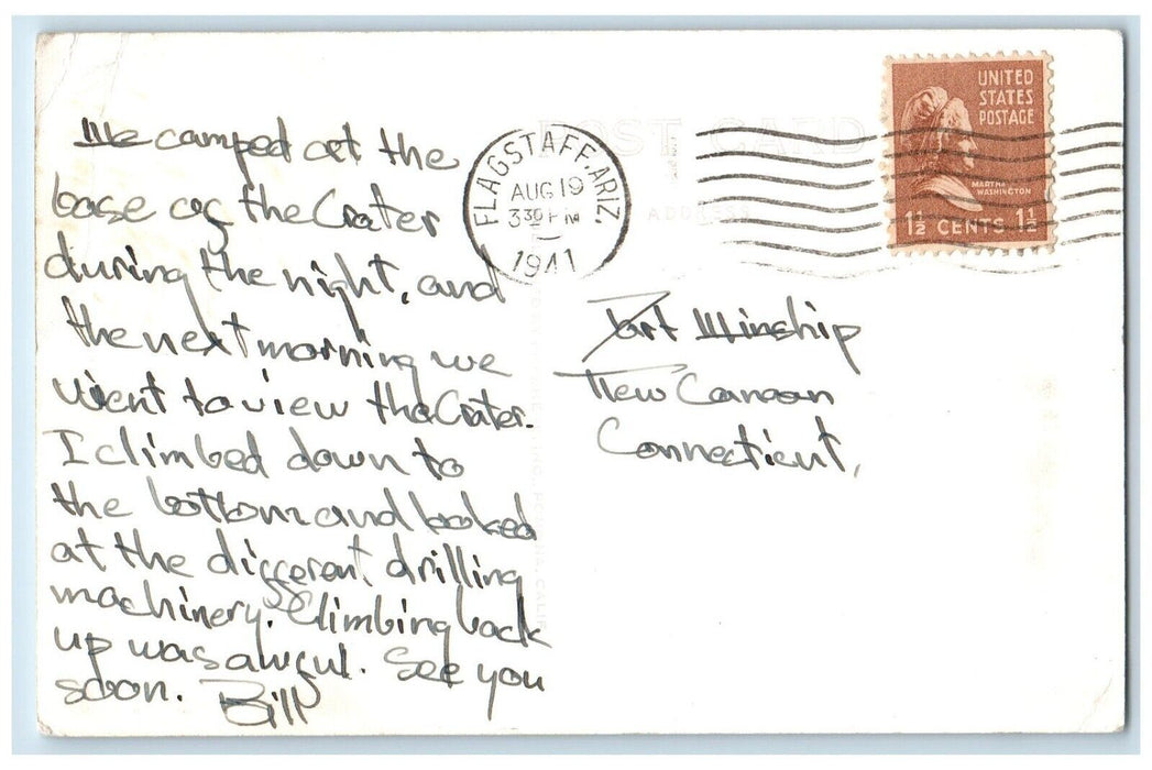1941 Meteor Crater Grave US 66 Winslow Arizona AZ RPPC Photo Posted Postcard