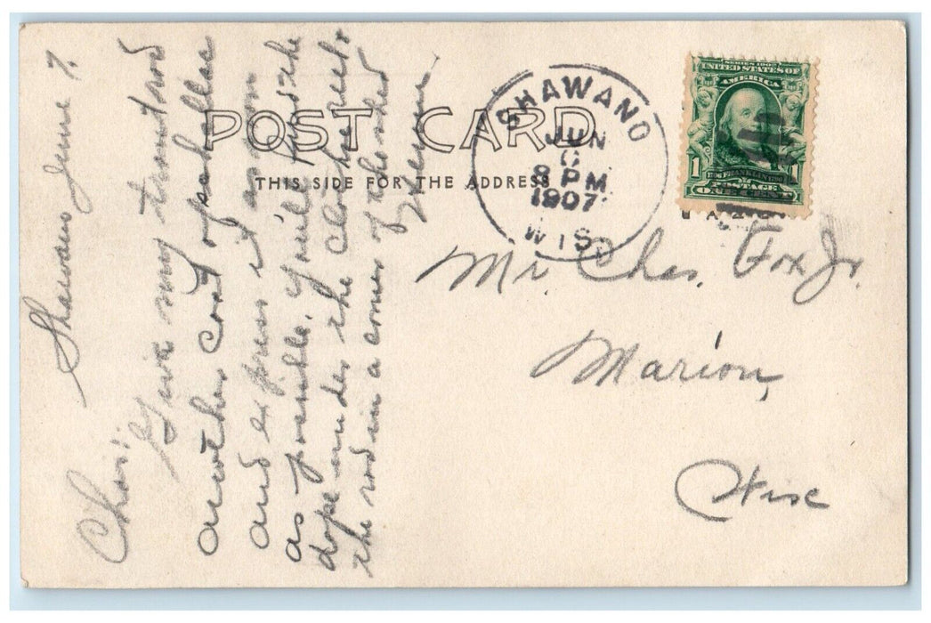 1907 Boat Lucile On Shawano Lake Kingsbury Wisconsin WI RPPC Photo Postcard