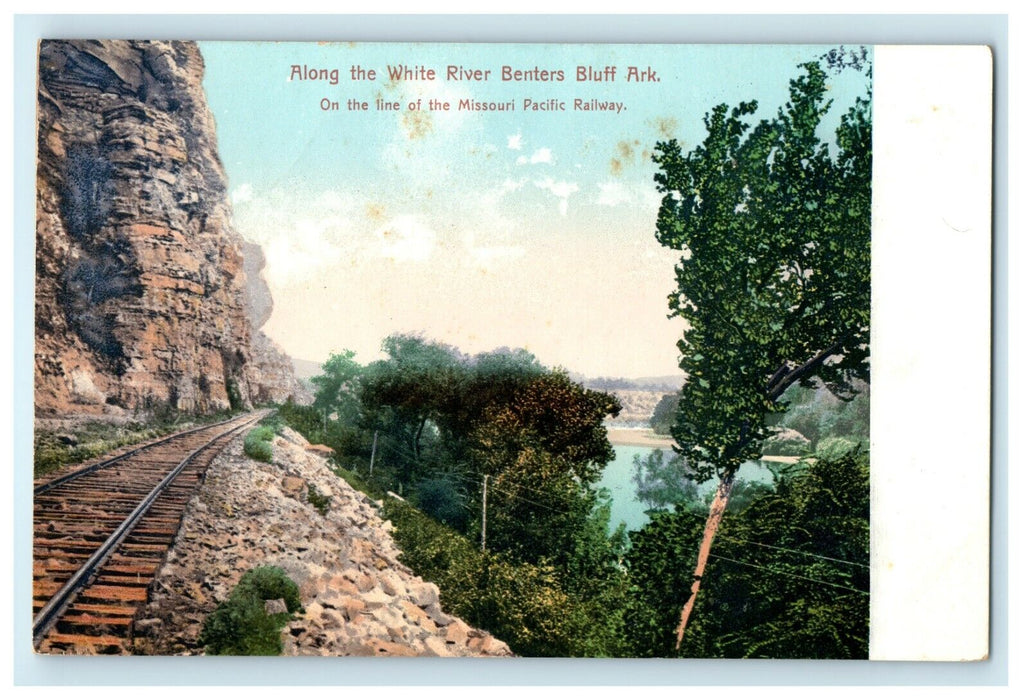 1905 Along The White River Benters Bluff Ark, Missouri Pacific Railway Postcard