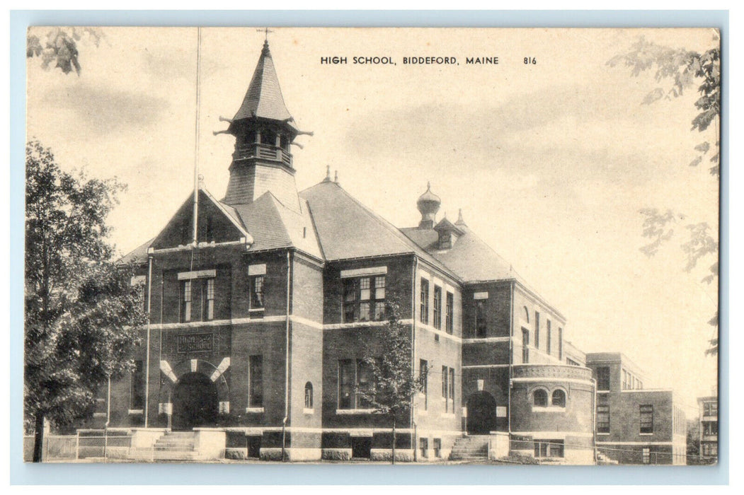 1922 High School View, Biddeford, Maine ME Unposted Antique Postcard
