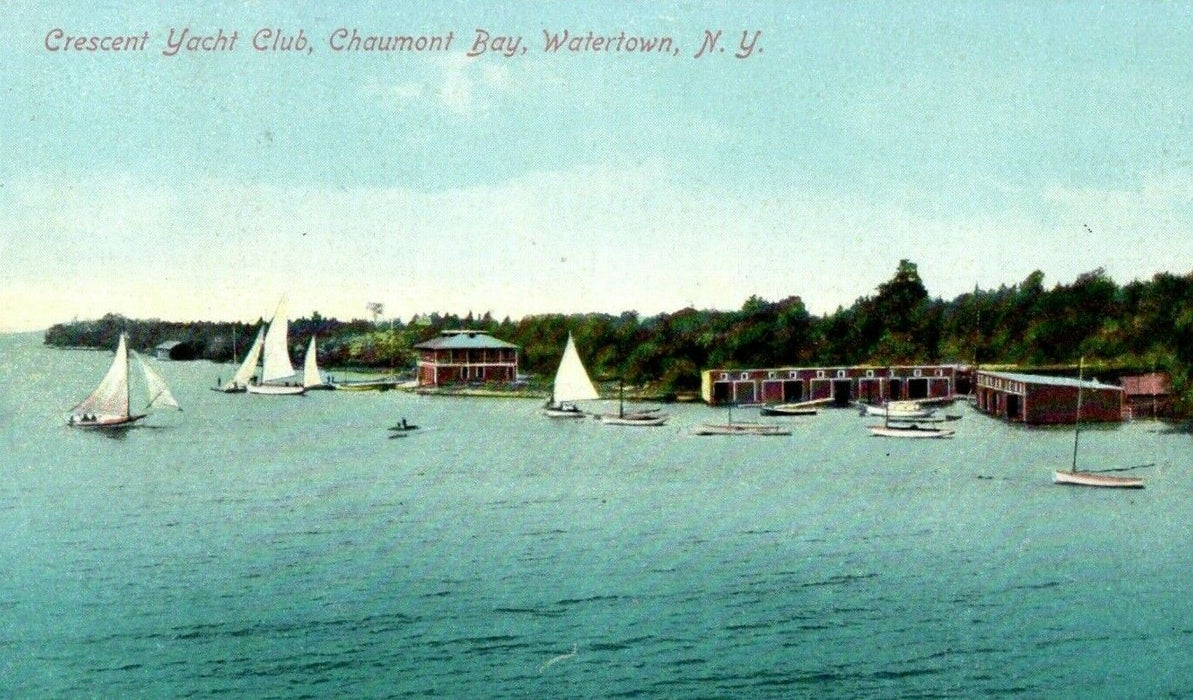 1910 Crescent Yacht Club Chaumont Bay Watertown New York NY Antique Postcard
