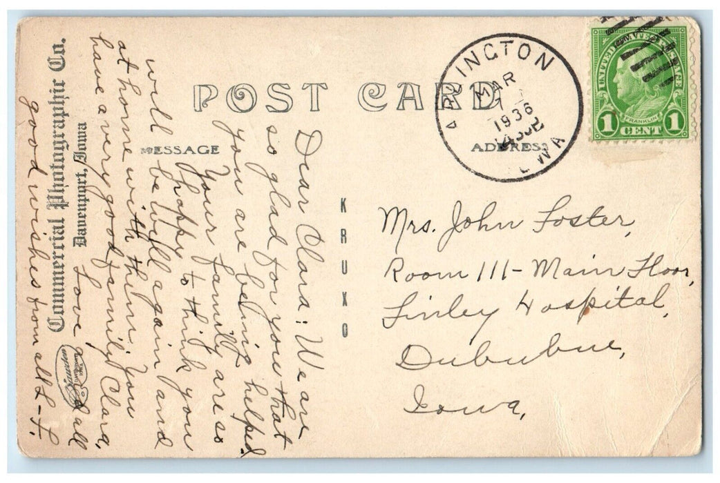 1936 Big Rock River Scene Fayette Iowa IA RPPC Photo Posted Postcard