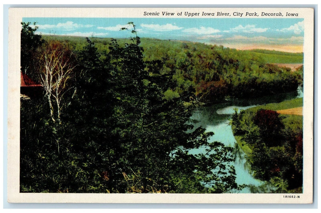 c1950 Scenic View Upper Iowa River City Park Lake View Decorah Iowa IA Postcard