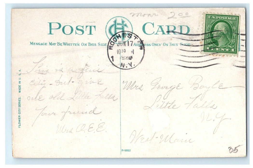 1920 Washington Square Solider Monument View Rochester New York NY Postcard