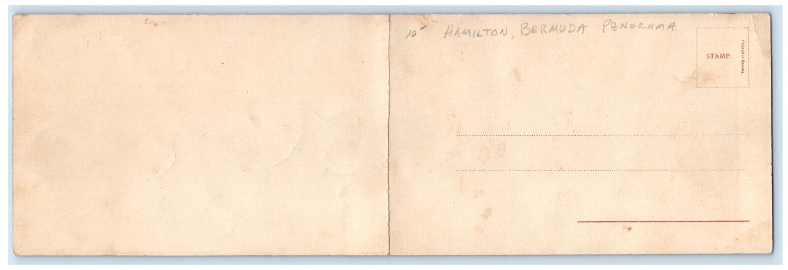 c1905 Fold Out Panorama Hamilton Bermuda Bird's Eye View Unposted Postcard