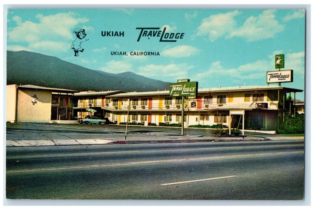 1960 Ukiah Travel Lodge State Entrance Redwood Empire Ukiah California Postcard