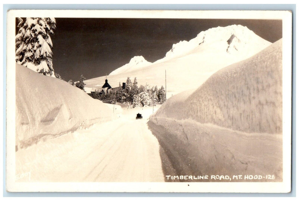 c1930's Timberline Road Lodge View Mt. Hood Oregon OR RPPC Photo Postcard