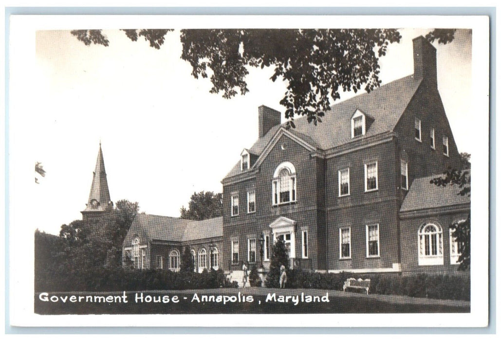c1950's Government House Bench Annapolis Maryland MD RPPC Photo Postcard