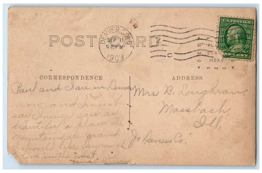 1909 Tour Bus Guide Men Women Denver Colorado CO RPPC Photo Posted Postcard