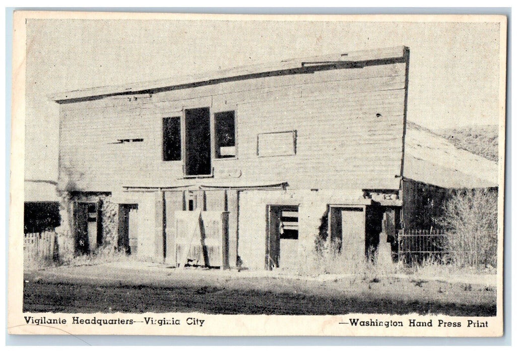 Vigilanie Headquarters Virginia City Washington Hand Press Print Postcard