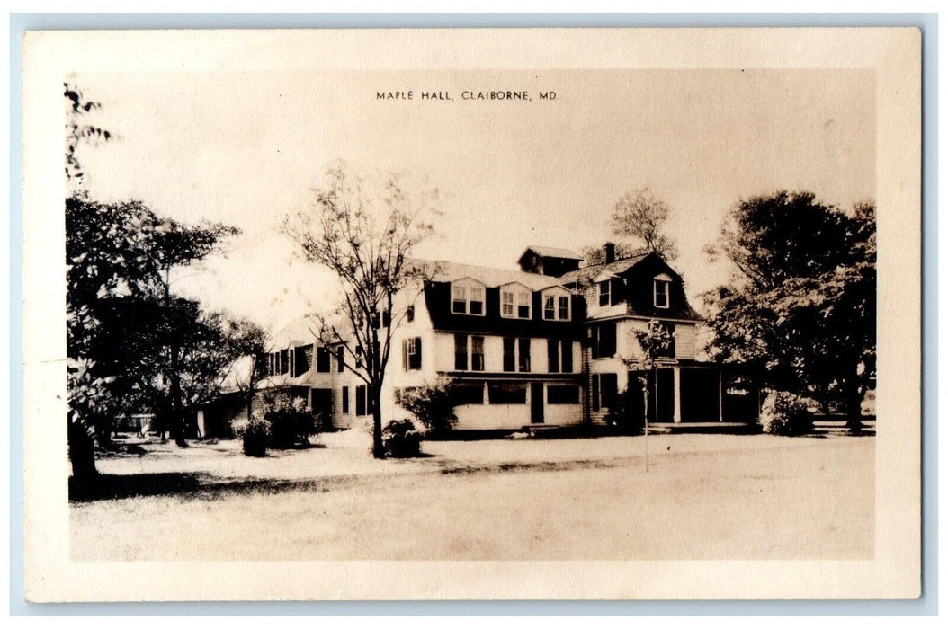 c1940's Maple Hall Hotel Inn View Claiborne Maryland MD RPPC Photo Postcard