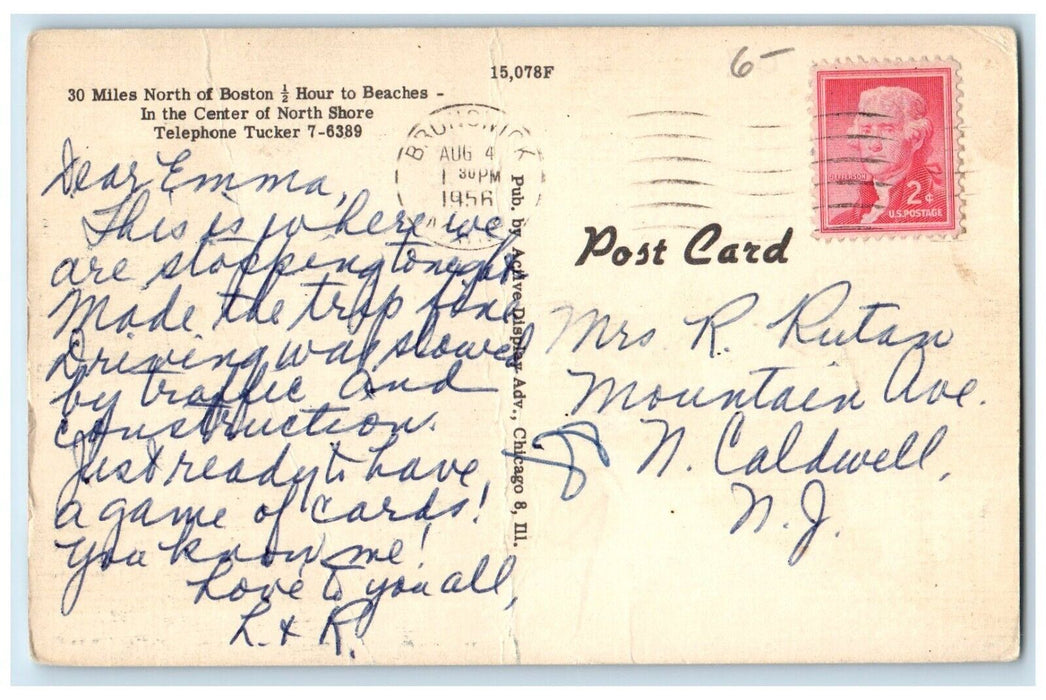 Evergreen Village Motel Open All Year Ipswich MA, Brunswick ME Vintage Postcard