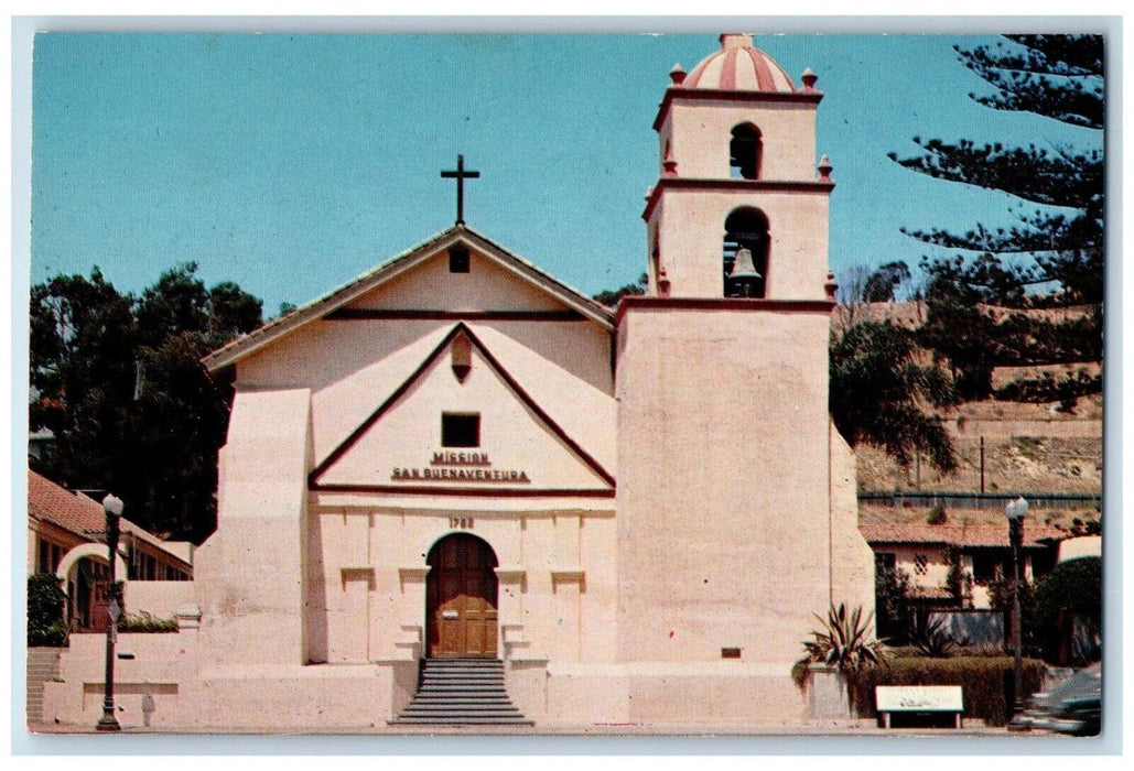 c1960 Mission San Buenaventura Church Bell Exterior Ventura California Postcard